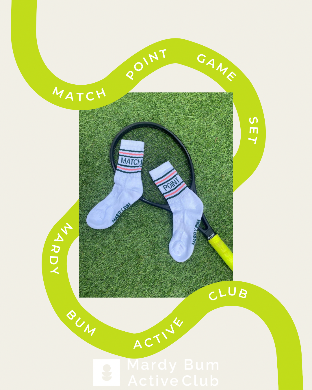 MBAC “Match Point” slogan sports socks