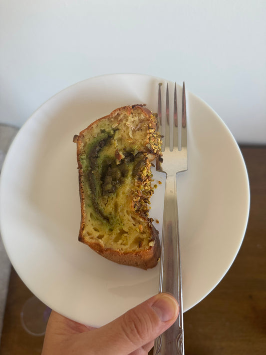 Banana & Pistachio Cream Loaf with Crunchy Pistachios