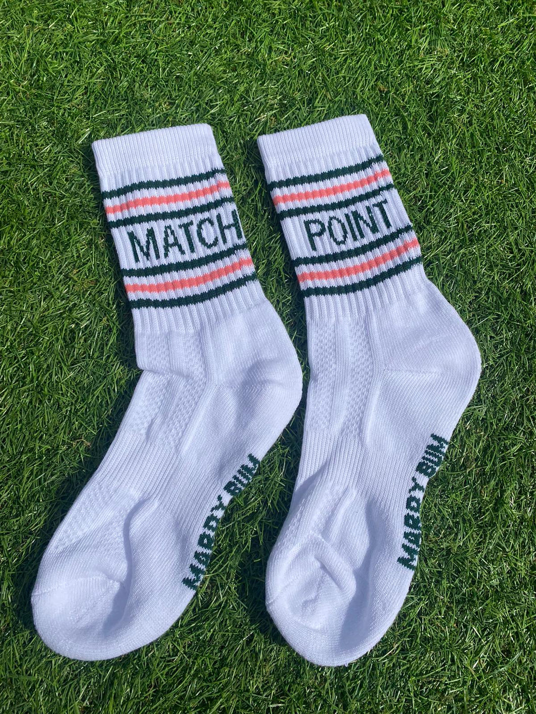 MBAC “Match Point” slogan sports socks