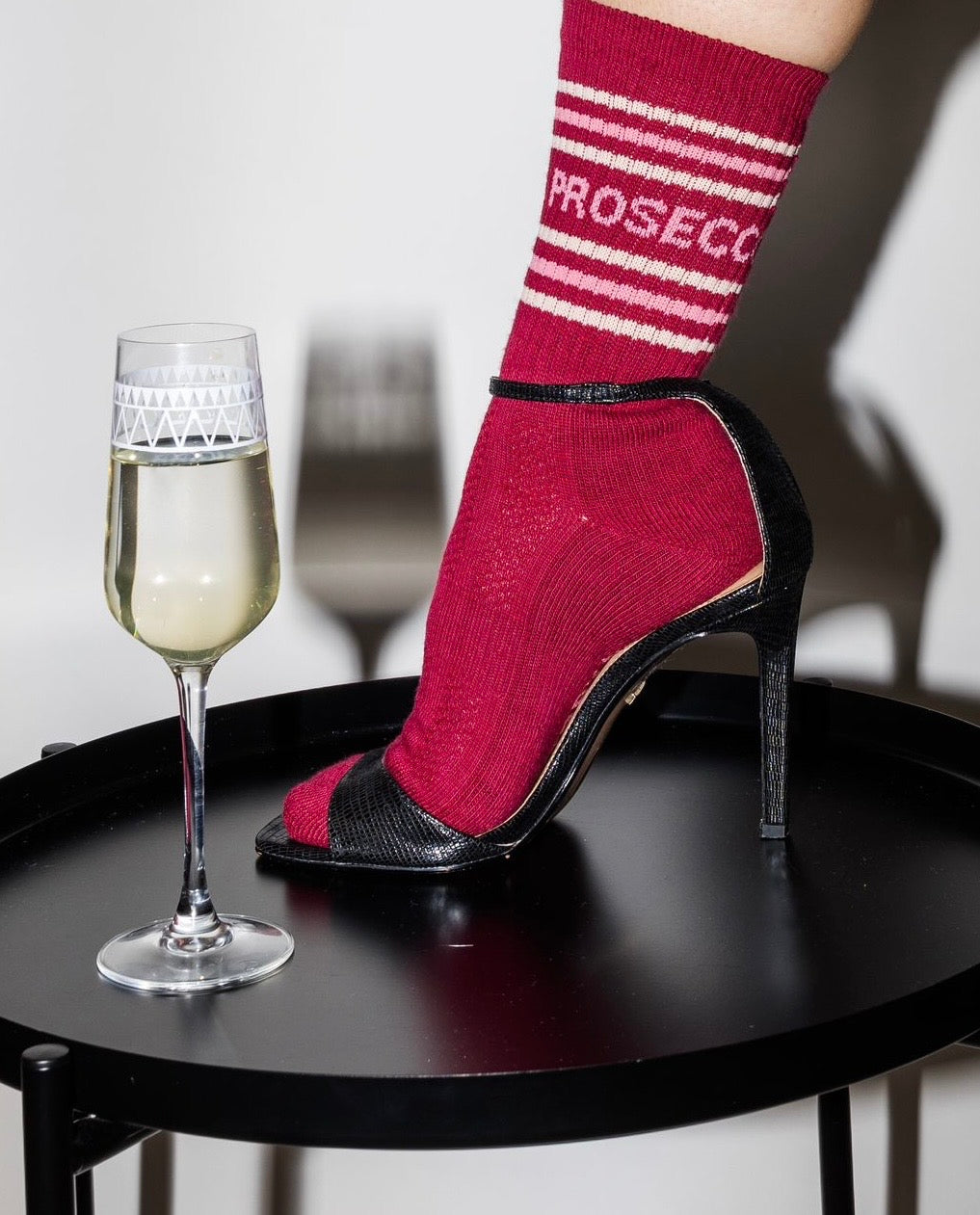 MBAC “Pilates and Prosecco” slogan sports socks