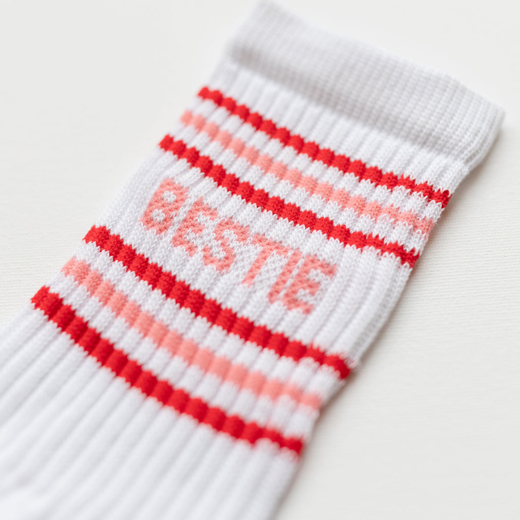 Bestie Socks PInk Text