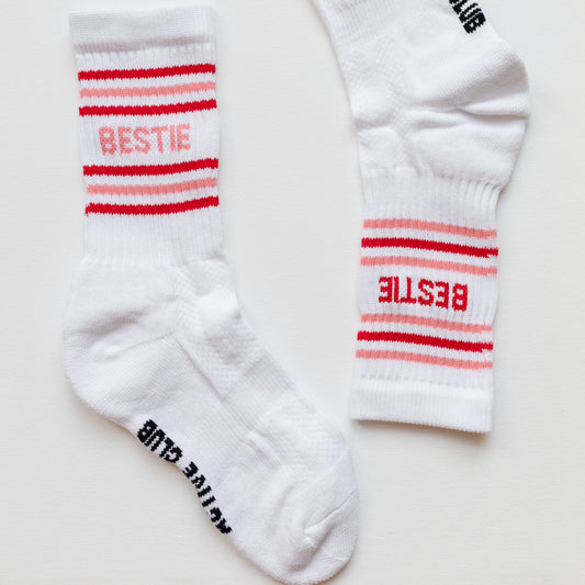 Bestie Socks PInk Text