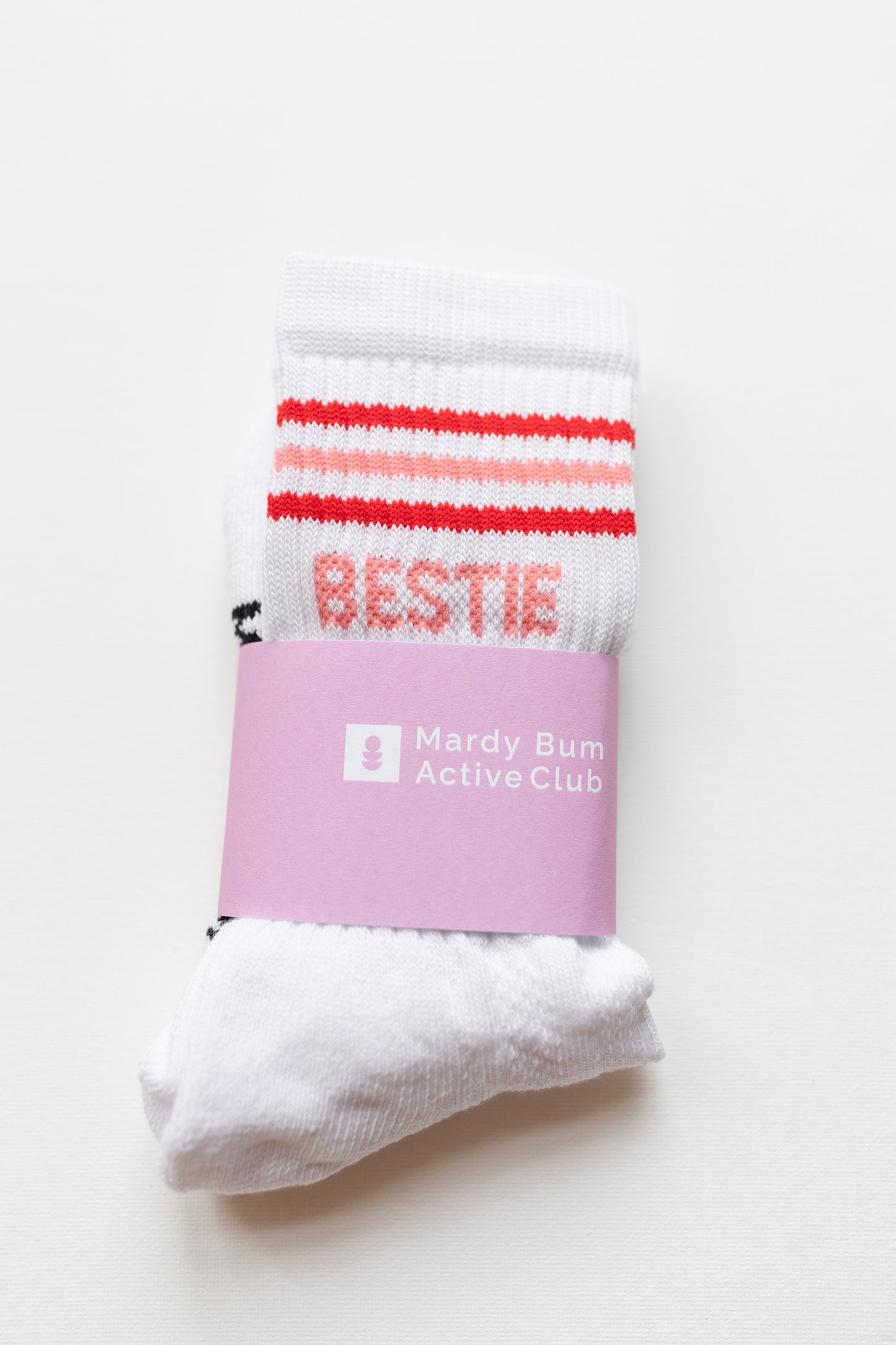 Bestie Socks PInk Text