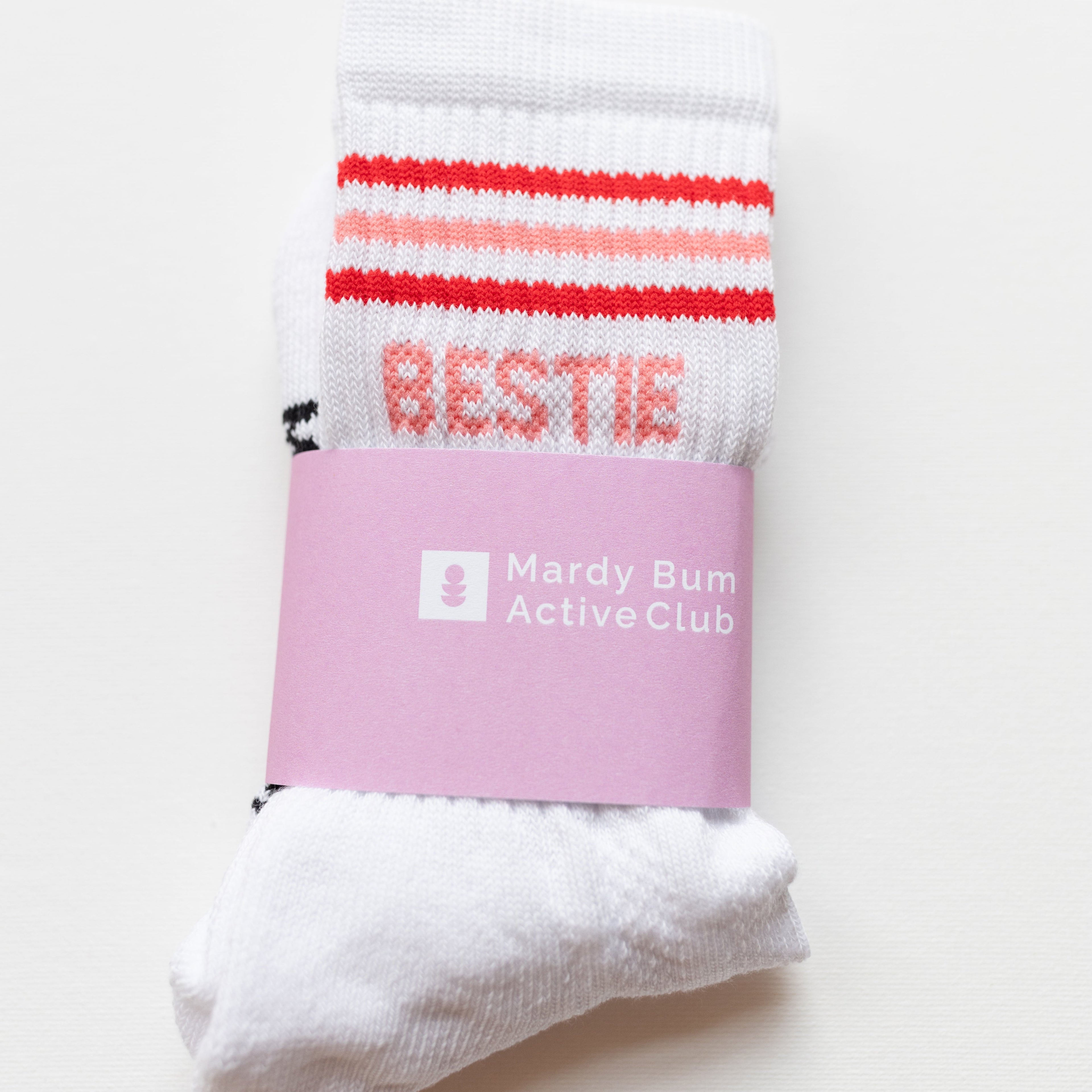 Bestie Socks PInk Text