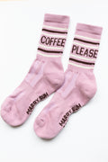 Coffee Please: Slogan Sports Socks - Pink
