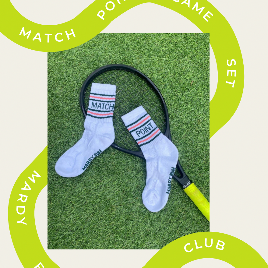 MBAC “Match Point” slogan sports socks