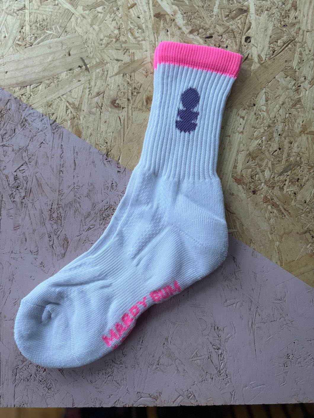 MBAC Logo White/ Lilac Neon Pink Sports Socks