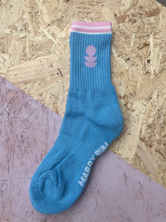 MBAC Logo Light Blue Pink Sports Socks