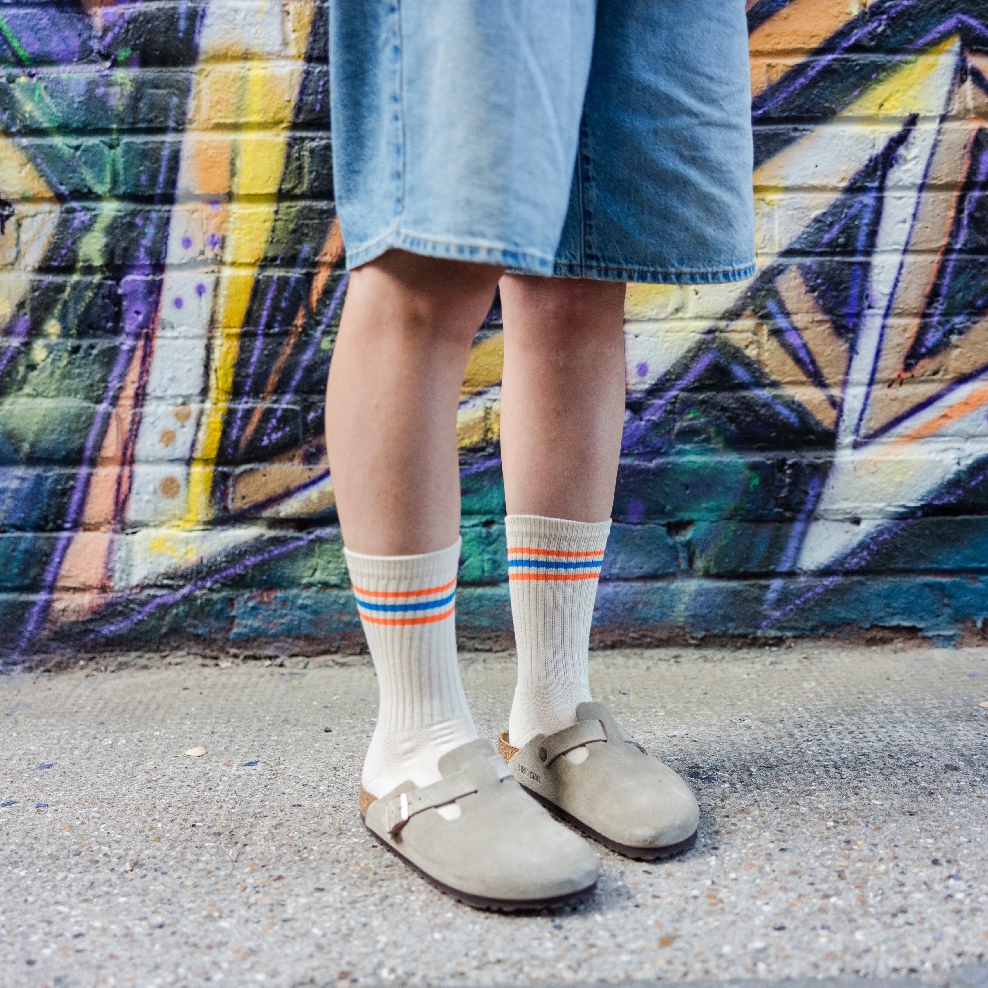 Stripe Cuff Ecru Sports Sock