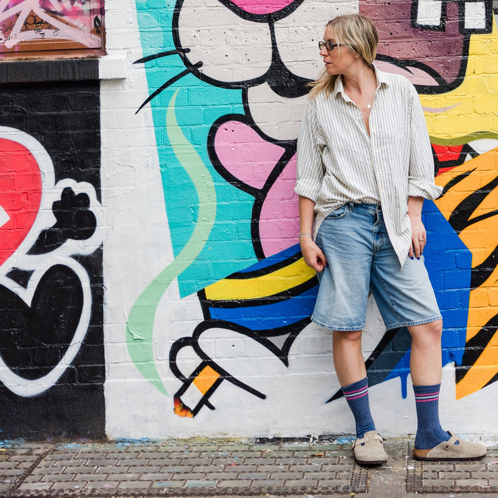 Stripe Cuff Blue Sports Sock