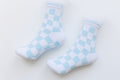 Shorty Sport Sock in Blue Checkerboard