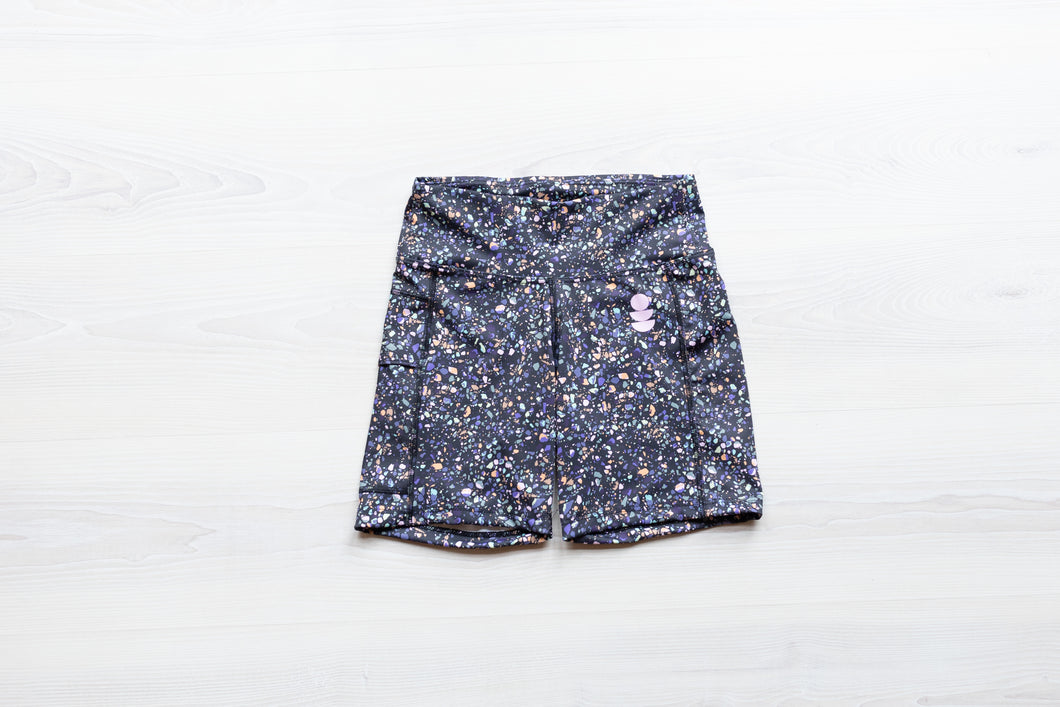 Black Terrazzo High Waisted Shorts