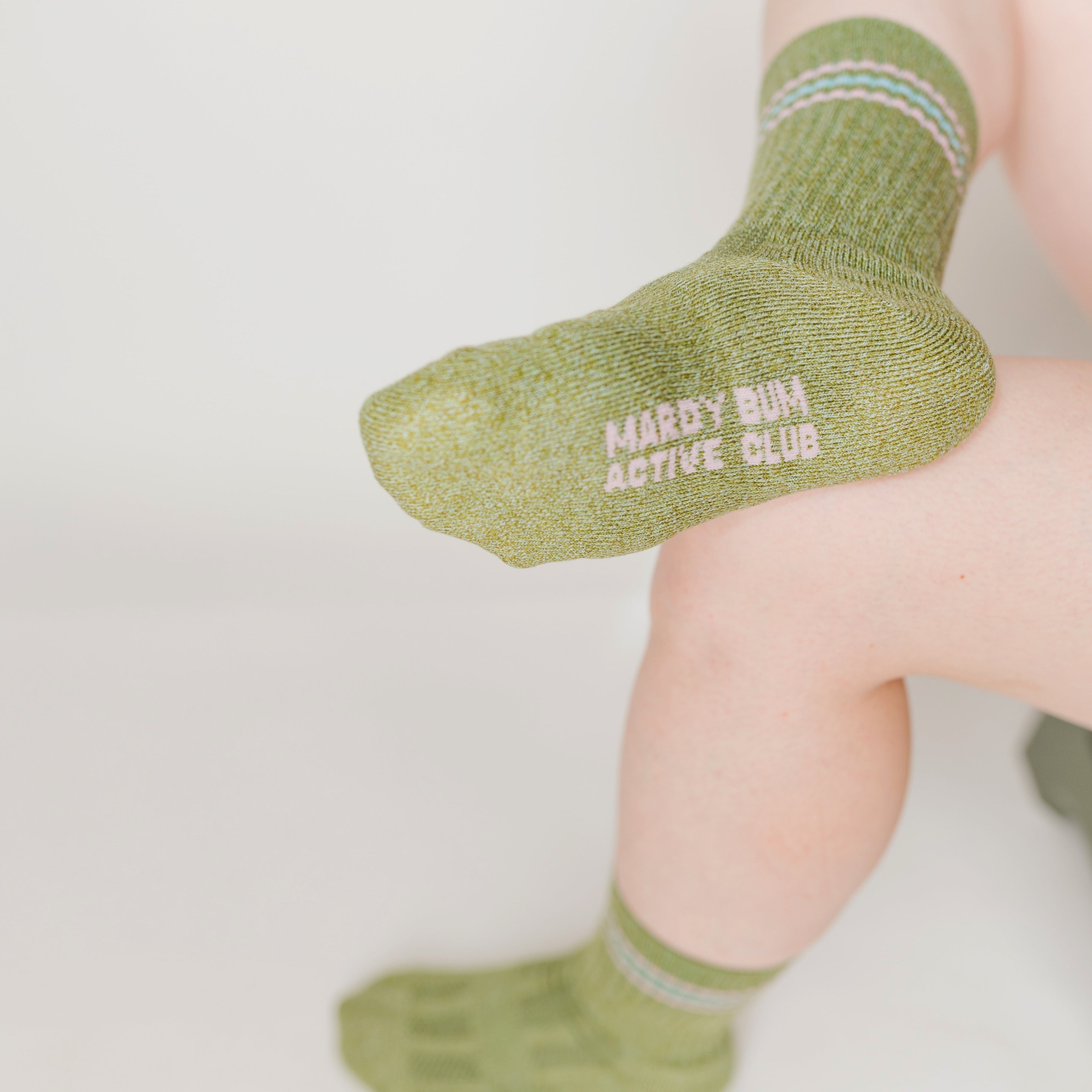 Stripe Cuff Khaki Sports Sock