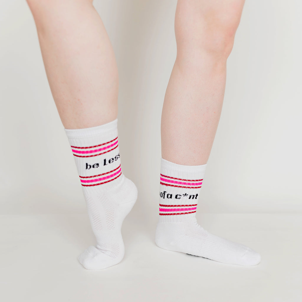 Fearne Cotton X Mardy Bum Active Club Sports Socks Pink Stripes