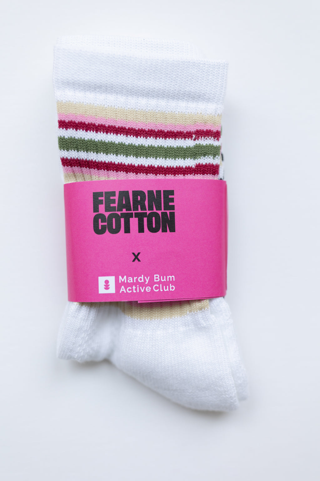 Fearne Cotton X Mardy Bum Active Club Sports Socks Green and Pink Stripes