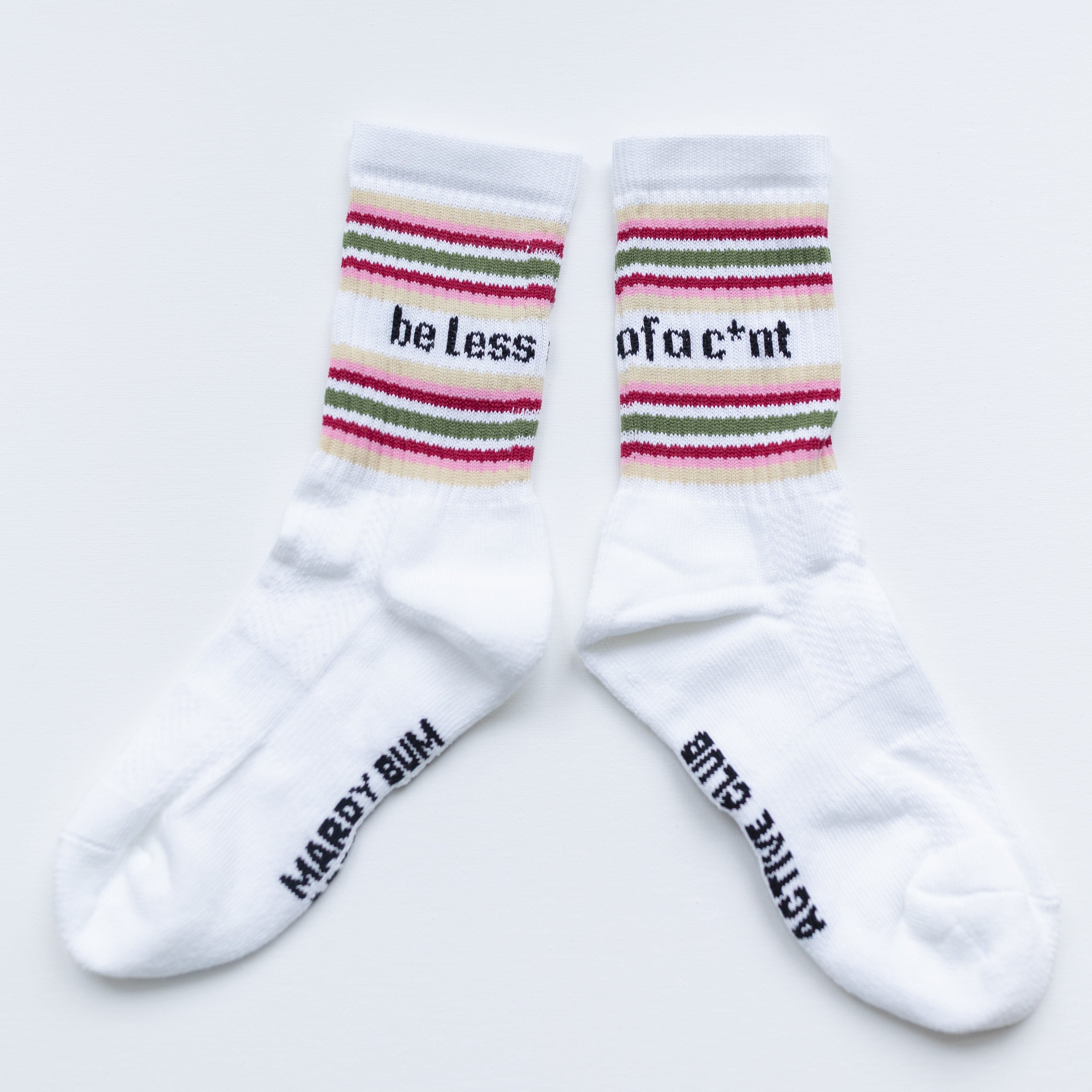Fearne Cotton X Mardy Bum Active Club Sports Socks Green and Pink Stri ...
