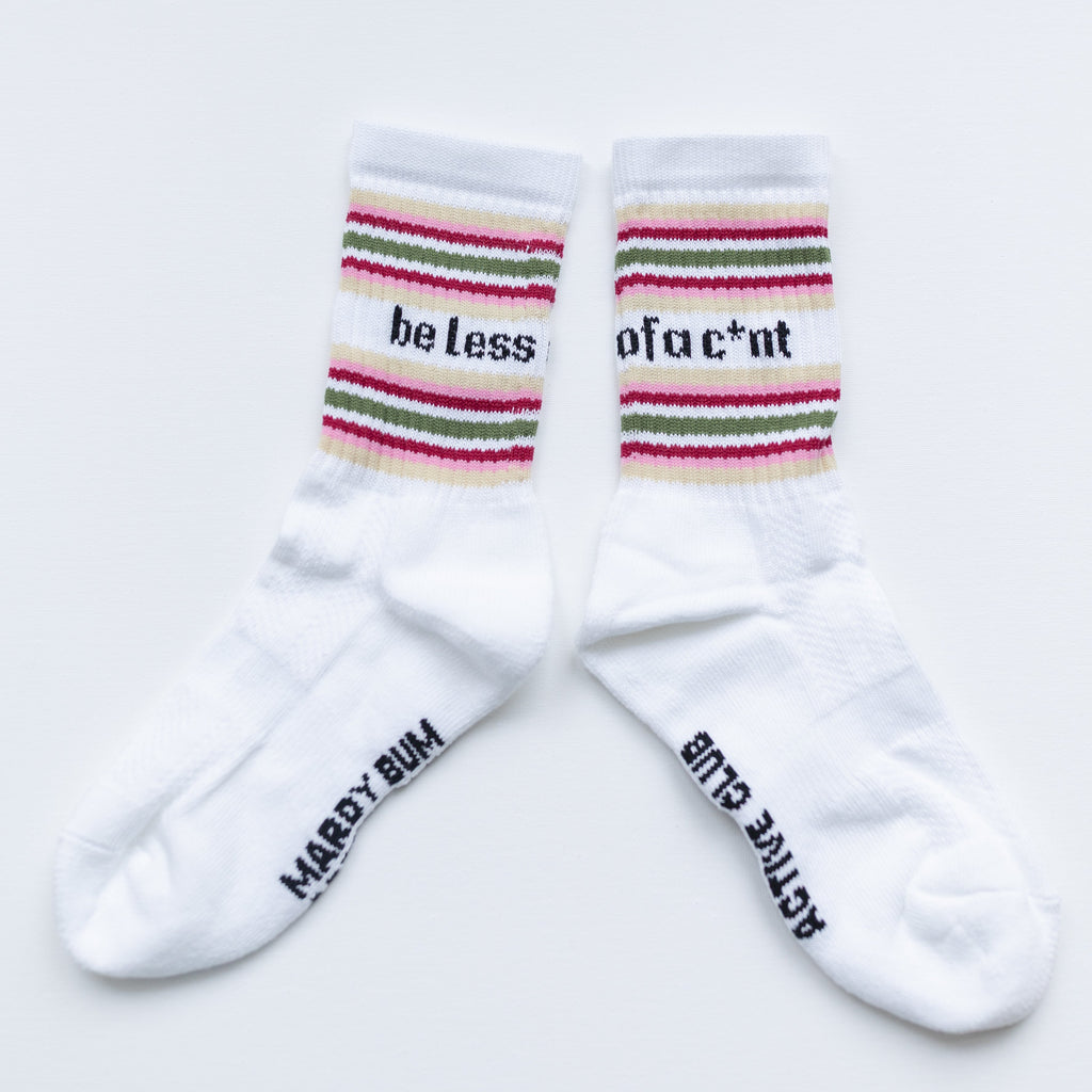 Fearne Cotton X Mardy Bum Active Club Sports Socks Green and Pink Stripes