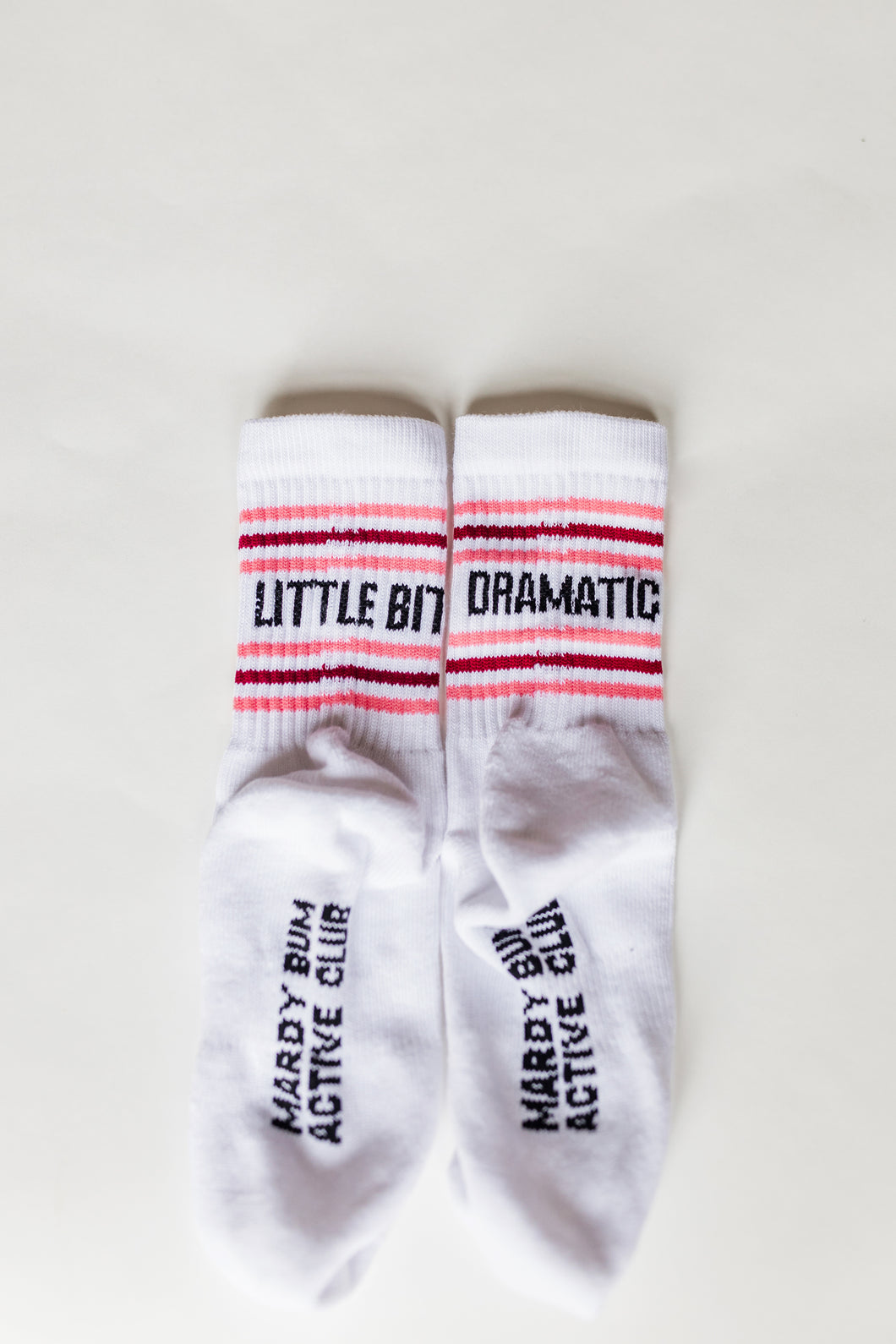 MBAC “Little Bit Dramatic” slogan sports socks