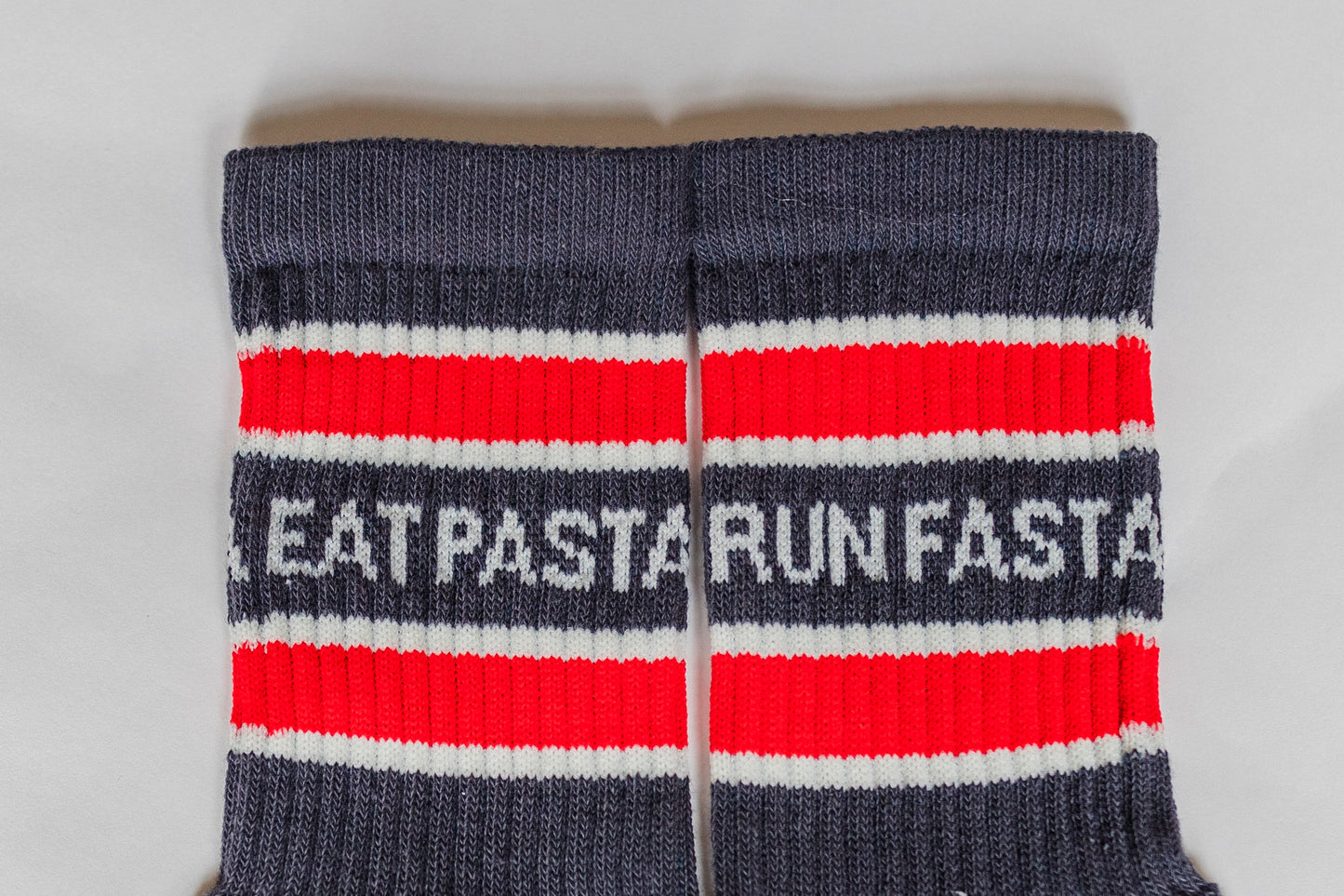 MBAC “EAT PASTA RUN FASTA” slogan sports socks