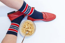 Load image into Gallery viewer, MBAC “EAT PASTA RUN FASTA” slogan sports socks
