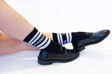 Load image into Gallery viewer, MBAC “RUNNING LATE” slogan sports socks
