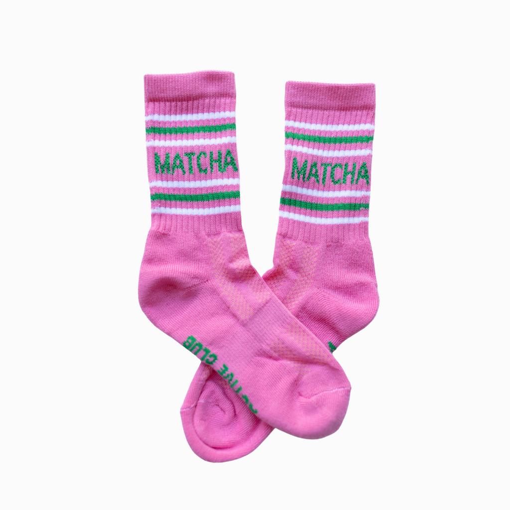 pink matcha sports socks with green 