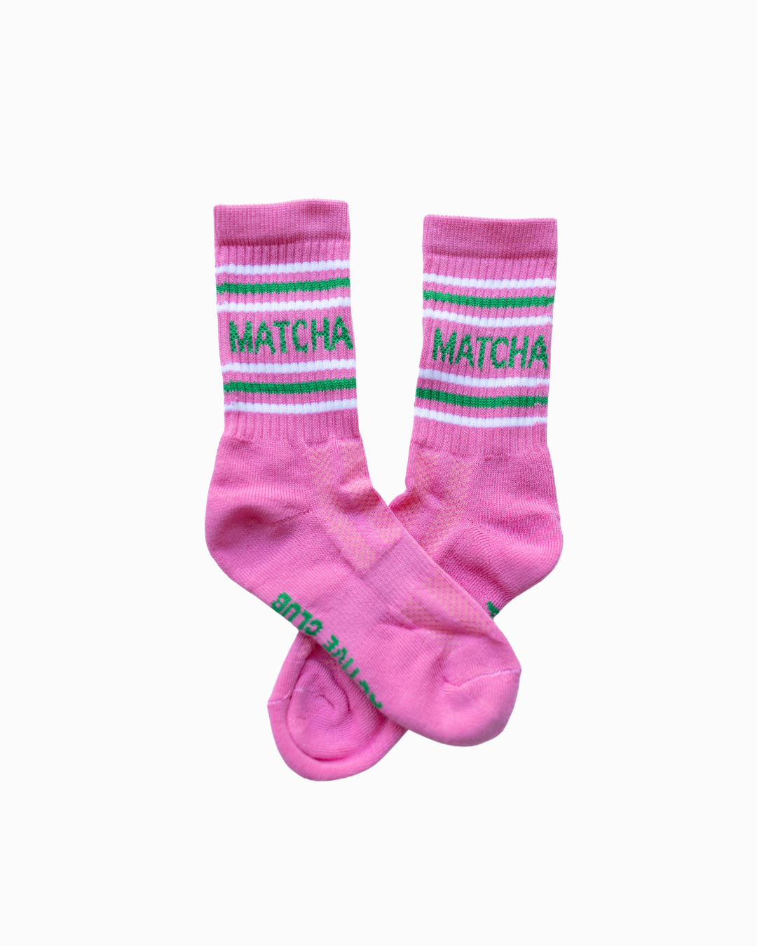 pink matcha sports socks with green 