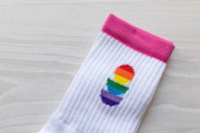 Load image into Gallery viewer, White with Rainbow Sports Socks
