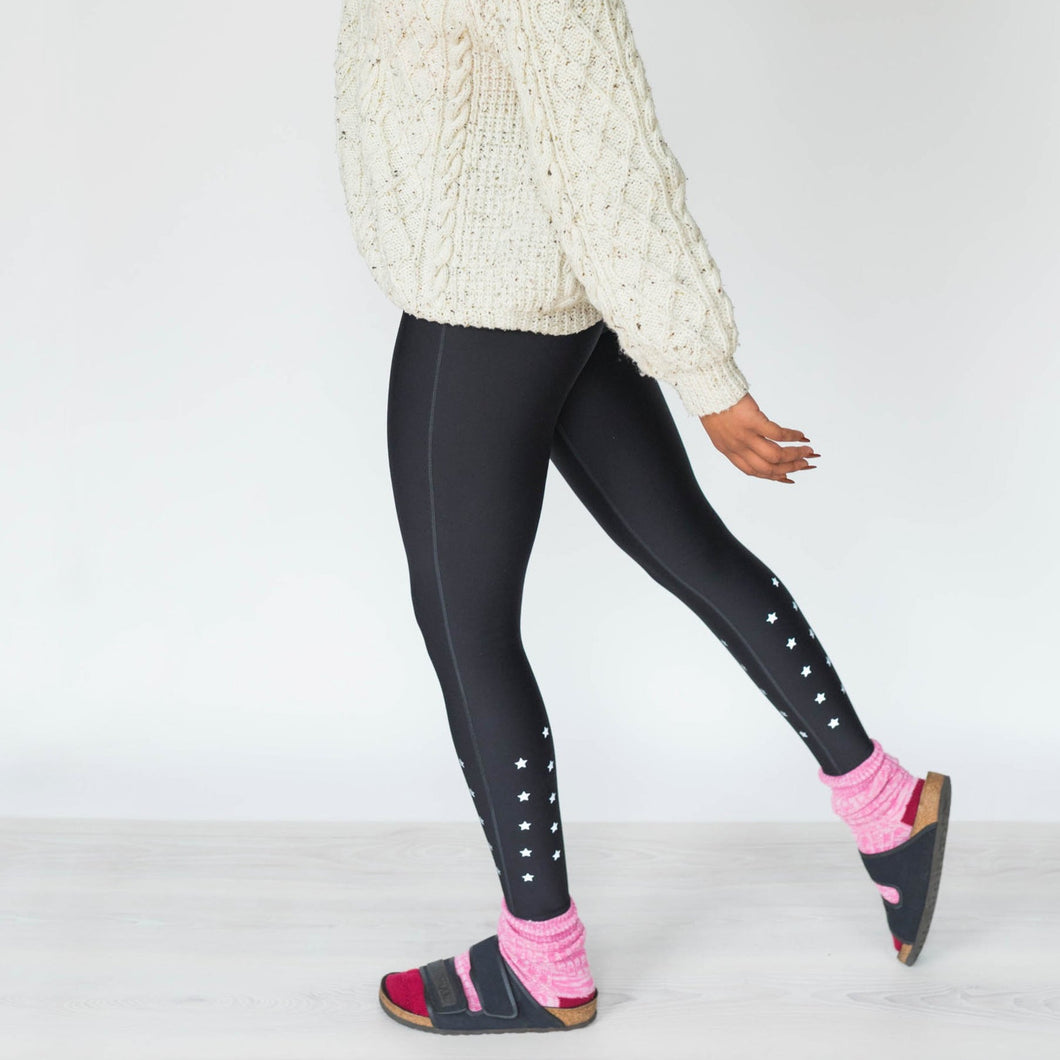 Black Thermal Star Reflective Print Leggings