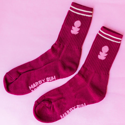 Maroon and Pink Sports Socks