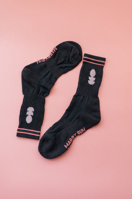 Grey and Pink Sports Socks